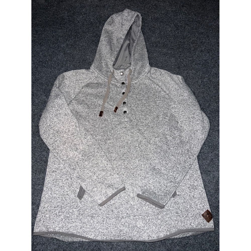 Eddie Bauer Mens XL Gray Sweater Fleece 1/4 Snap Hoodie Pullover